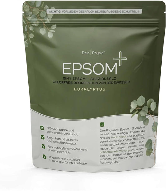 Epsom Salt 800g - Magnesium Salt for Ice Baths with Eucalyptus, Bittersalz Bath Salt for Muscle Relaxation, Made in Germany