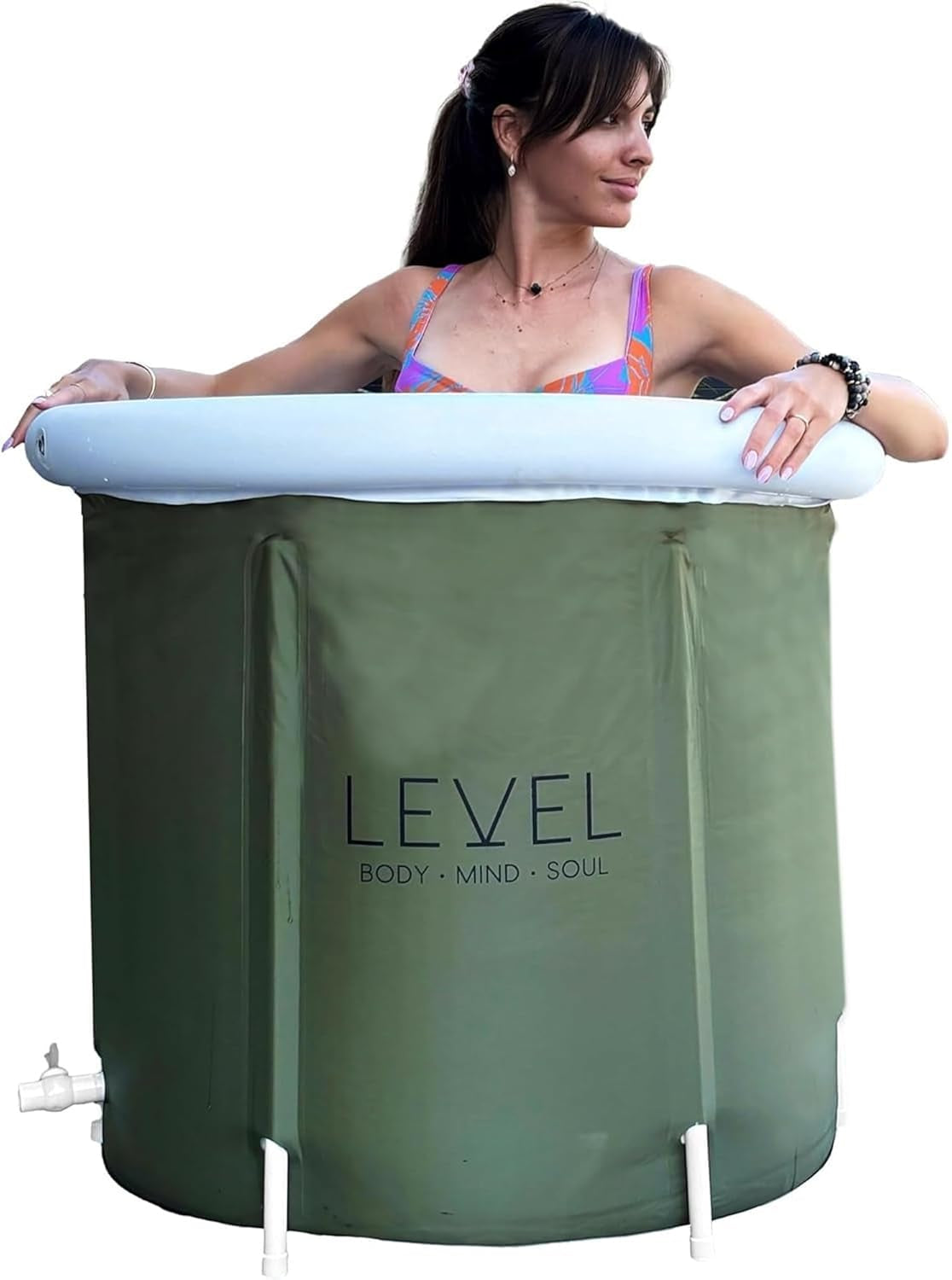  ChatGPT: ChatGPT Portable Ice Bath with Cover, Green Camouflage – Ice Bath for Athletes and Muscle Recovery After Training – Inflatable and Compact 75x75 cm